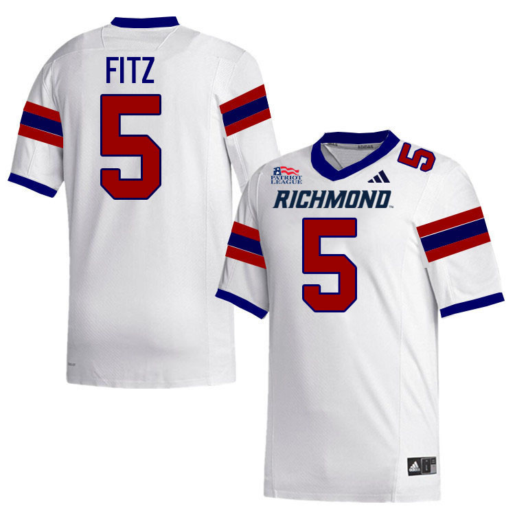 Richmond Spiders #5 Matei Fitz College Football Jerseys,Uniforms-White